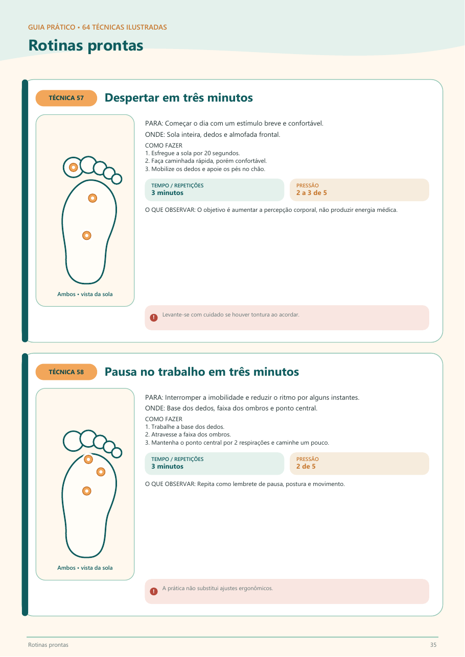 Cards de rotinas rápidas